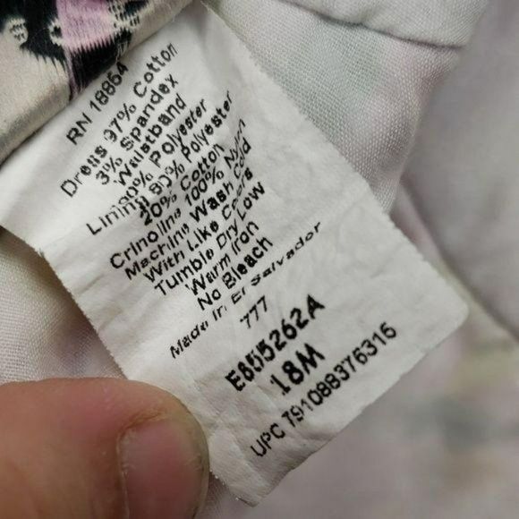 Rare Edition Infants Girls Spring‎ Tie Back Floral Lined Dress Size 18 Months - Picture 7 of 8